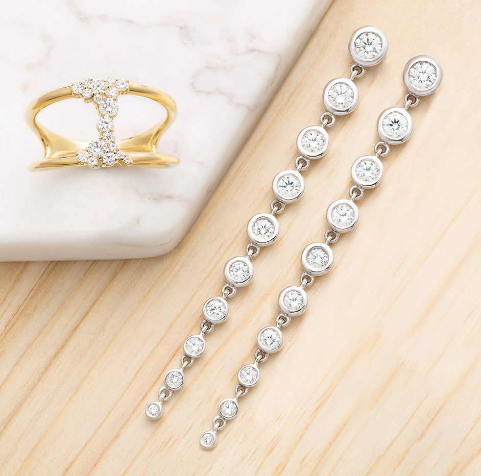 14K white gold lab-grown diamond cascade earrings