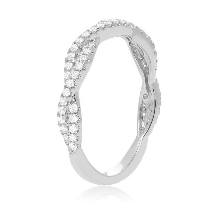 Overlapping Diamond Pave Band, side view white gold