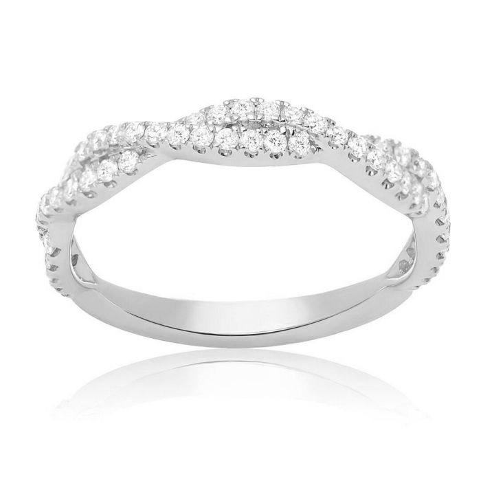 Overlapping Diamond Pave Band, white gold 