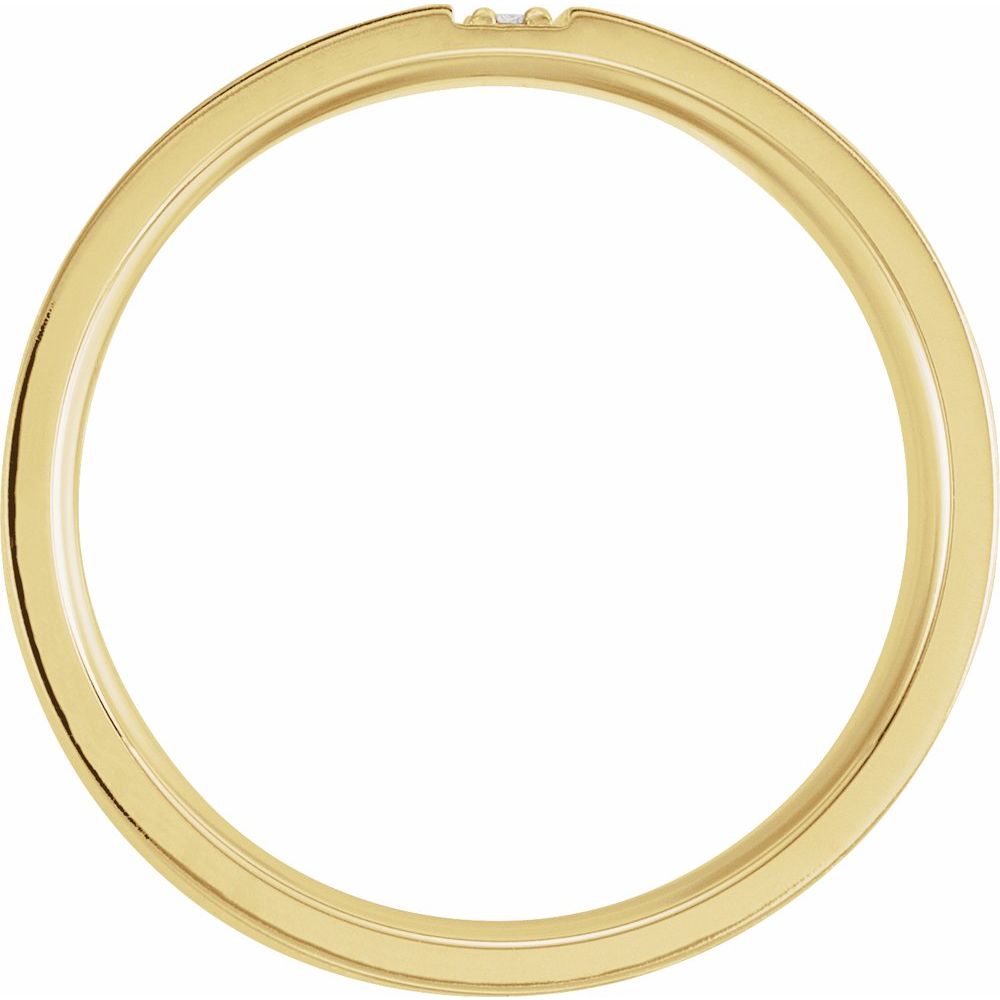 14K yellow gold band featuring natural diamonds, side view