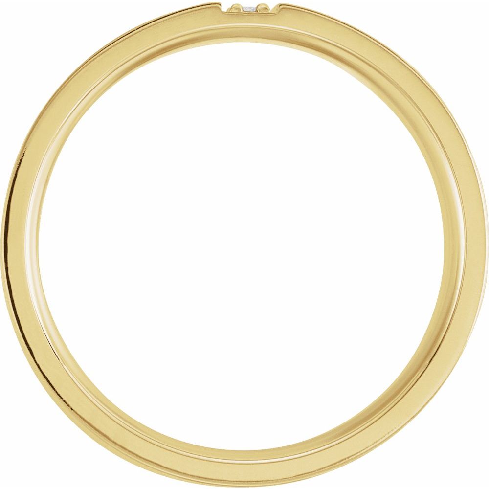 14K yellow gold band featuring natural diamonds, side view