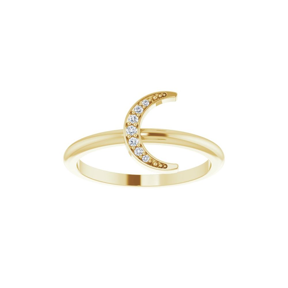 Stackable Cresent Ring, yellow gold, top view