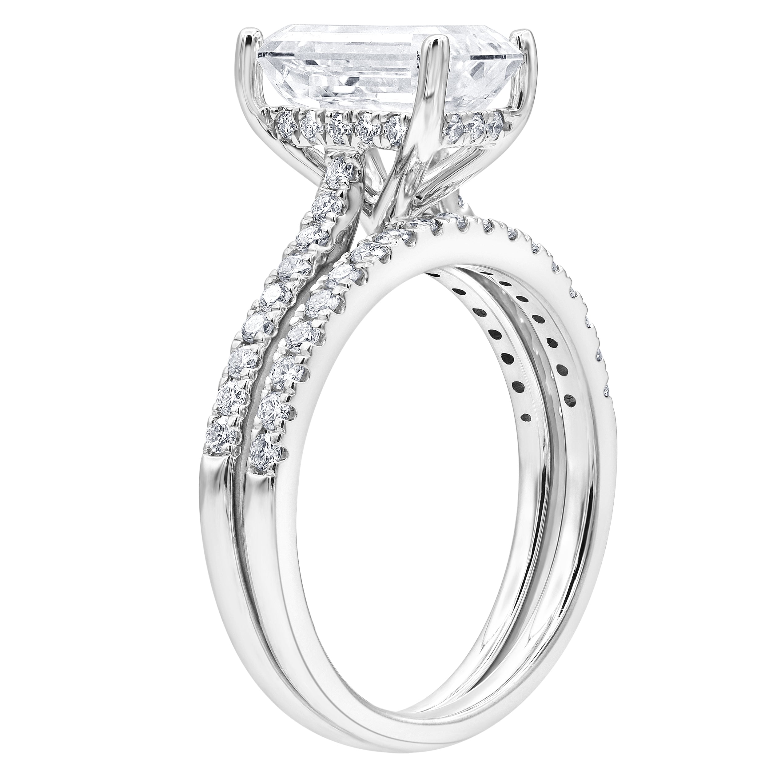 3.5 carat Emerald Cut Hidden Halo Diamond Ring