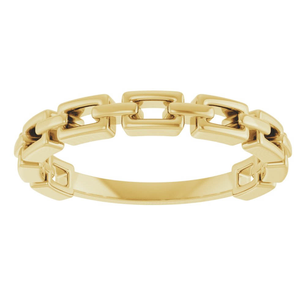 top view of 14K yellow gold chain link ring