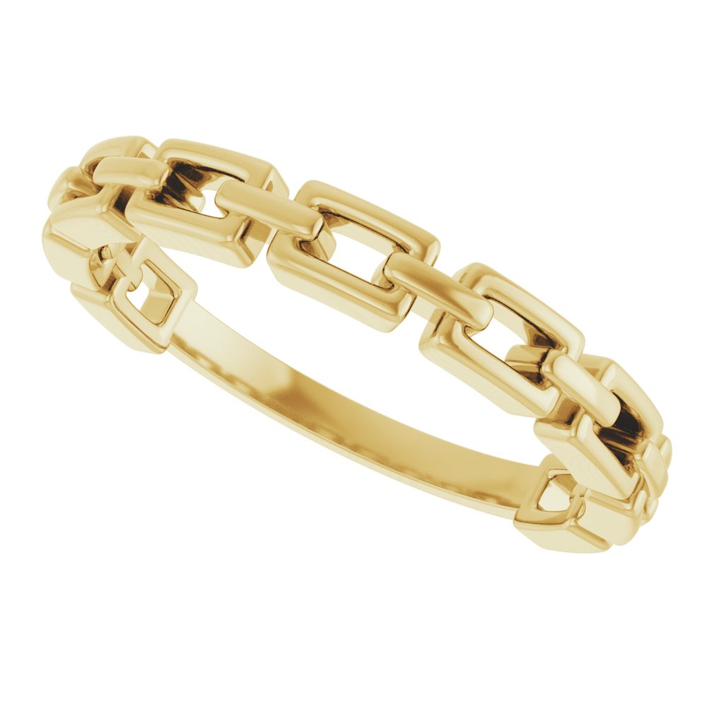 top view 14K yellow gold chain link ring