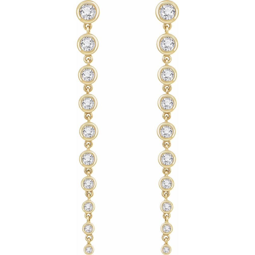 14K yellow gold lab-grown diamond cascade earrings, front