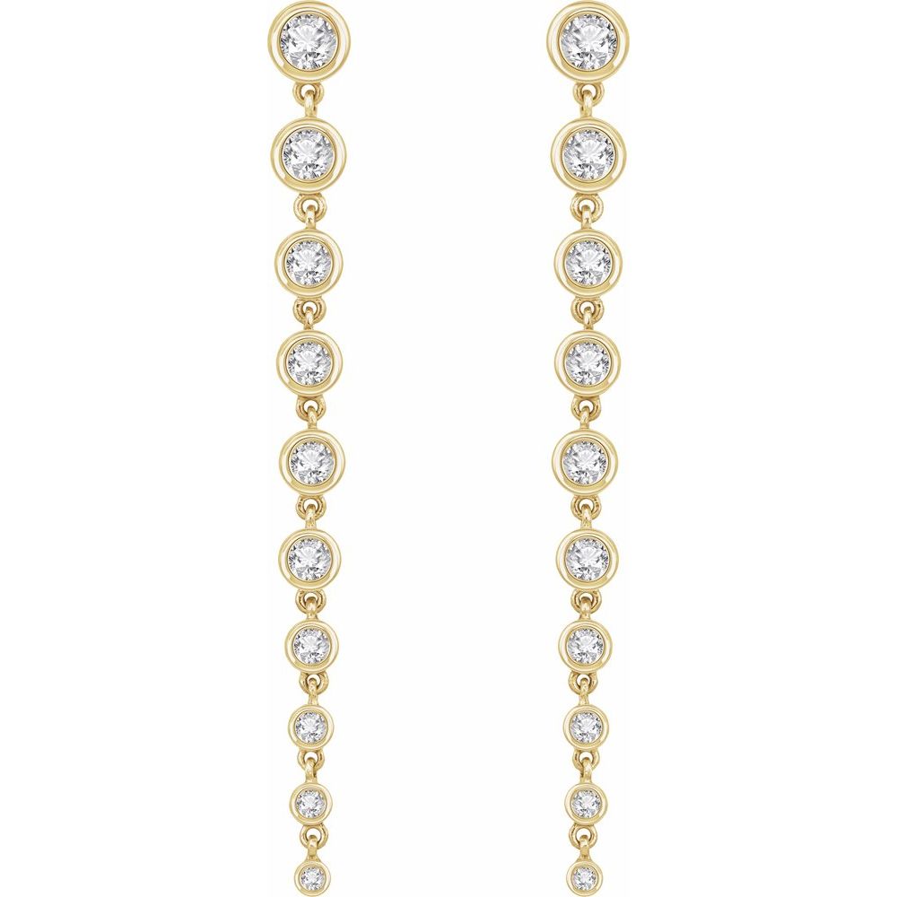 14K yellow gold lab-grown diamond cascade earrings, front
