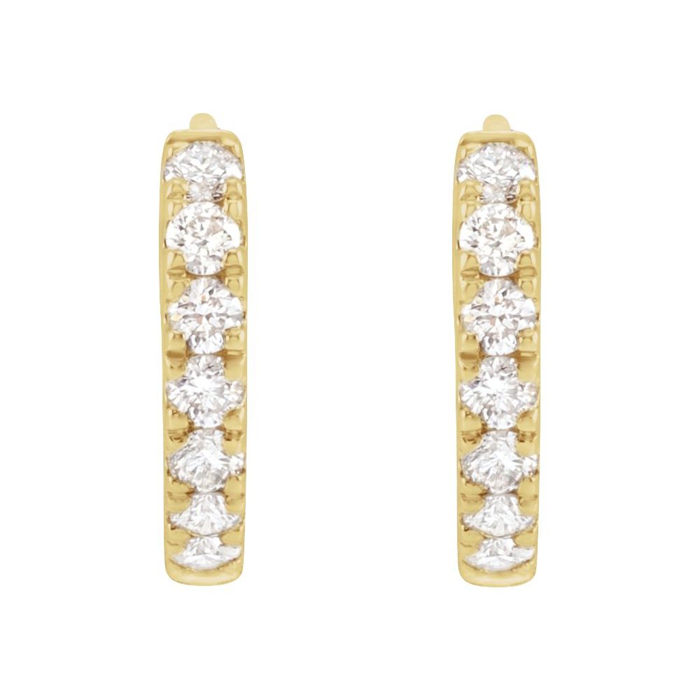 14K yellow gold hoops featuring lab-grown diamonds