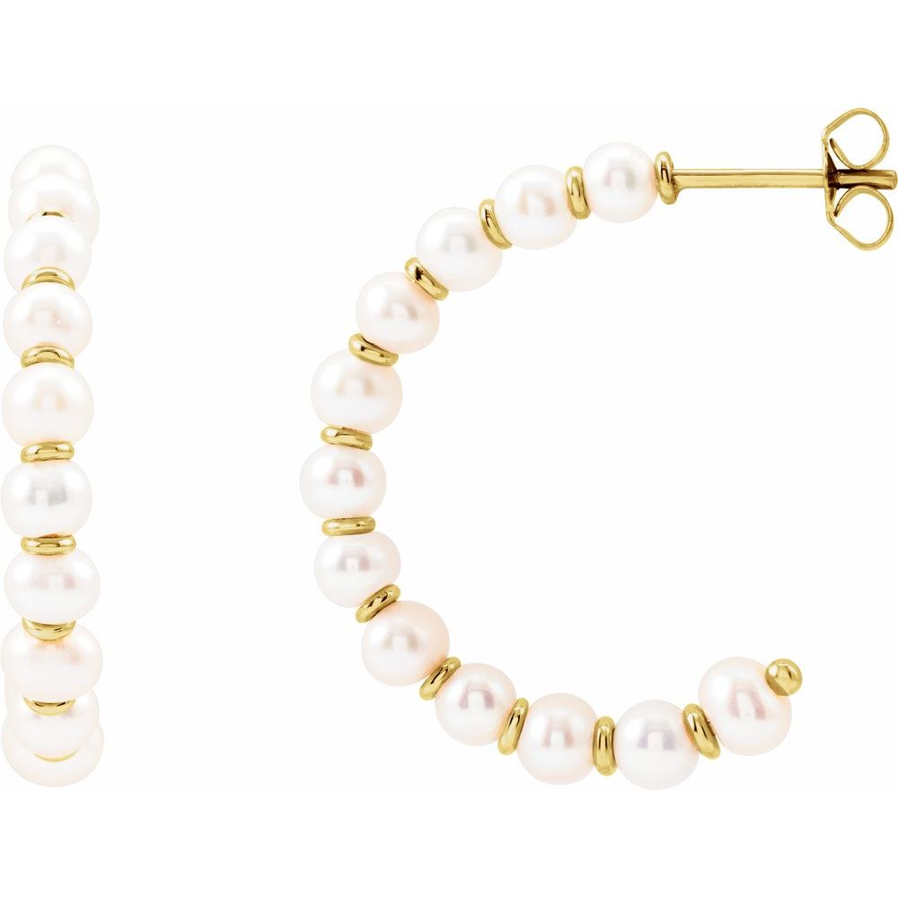 Freshwater Pearl Hoops - 14K Yellow Gold
