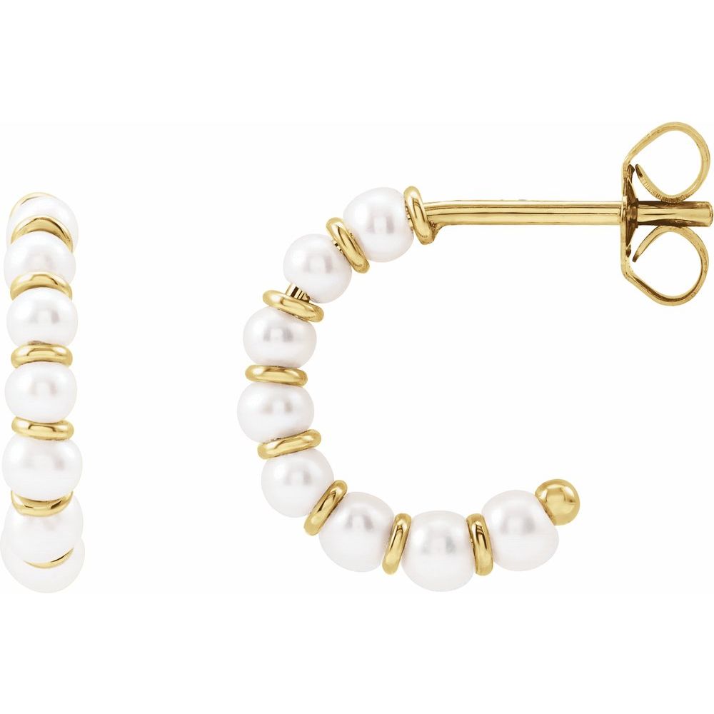 Petite Freshwater Pearl Hoops - 14K Yellow Gold