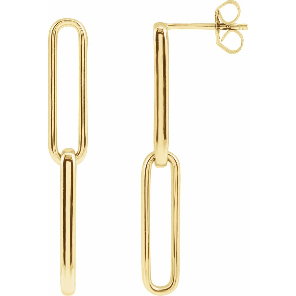 Gold Paperclip-Style Earrings - 14K