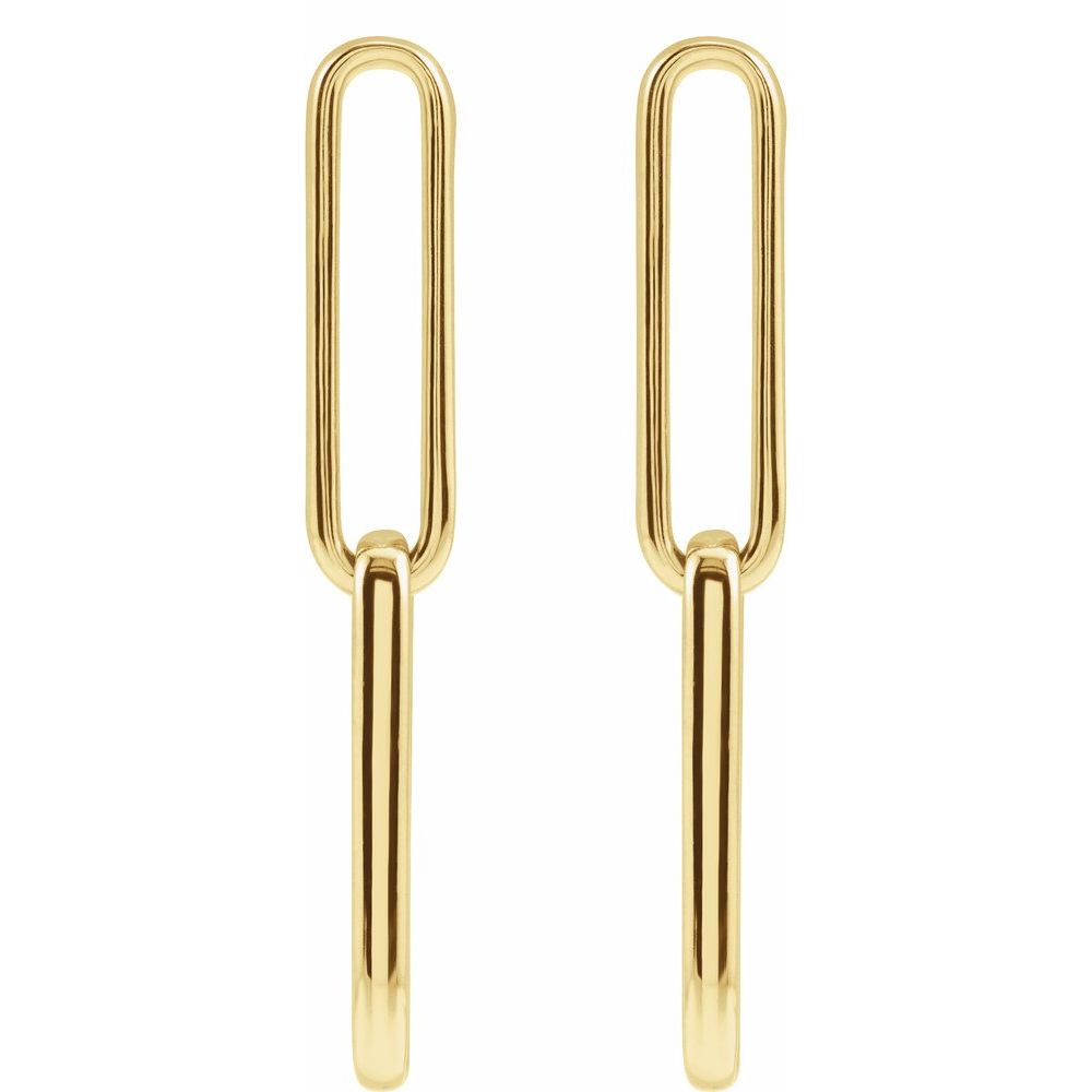 Gold Paperclip-Style Earrings - 14K