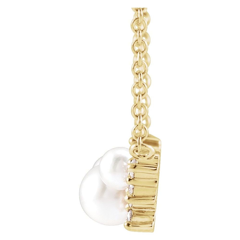 Cultured Akoya Pearl & Diamond Necklace, side view
