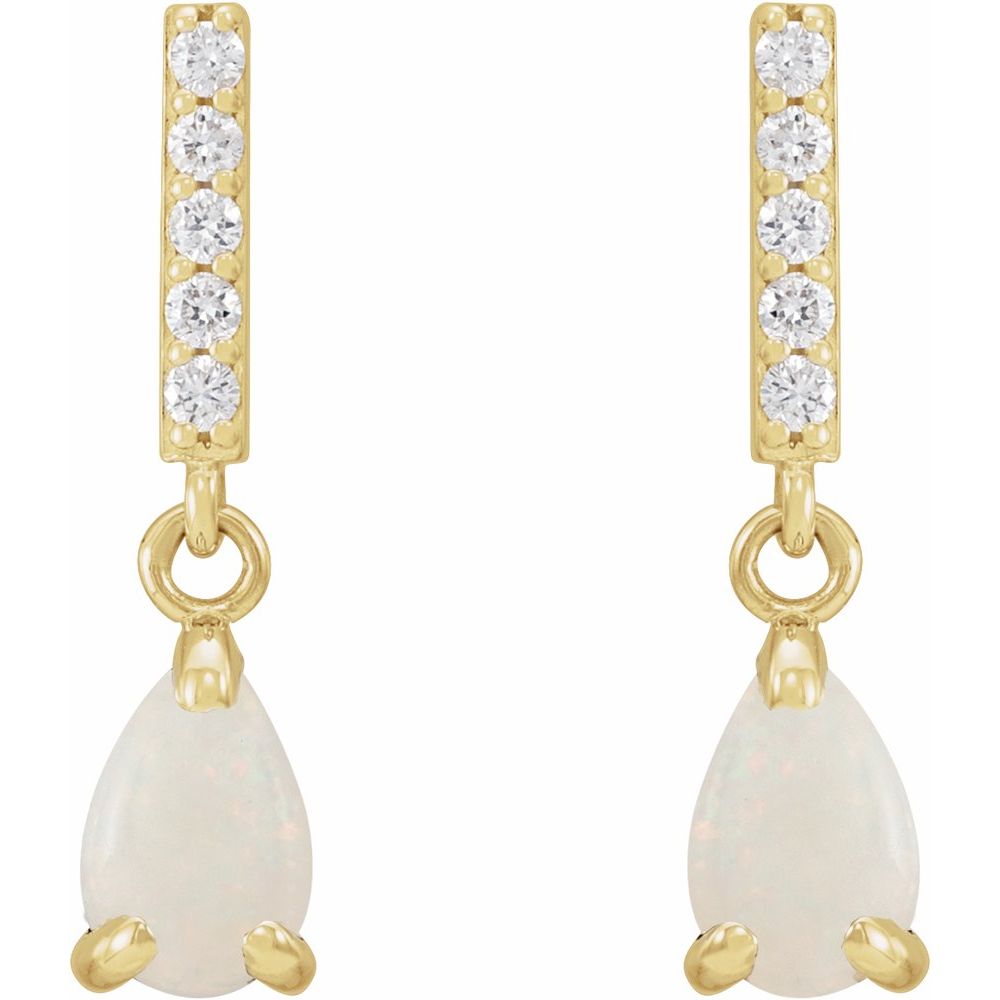 White Opal & Diamond Earrings