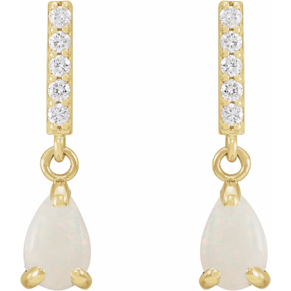 White Opal & Diamond Earrings