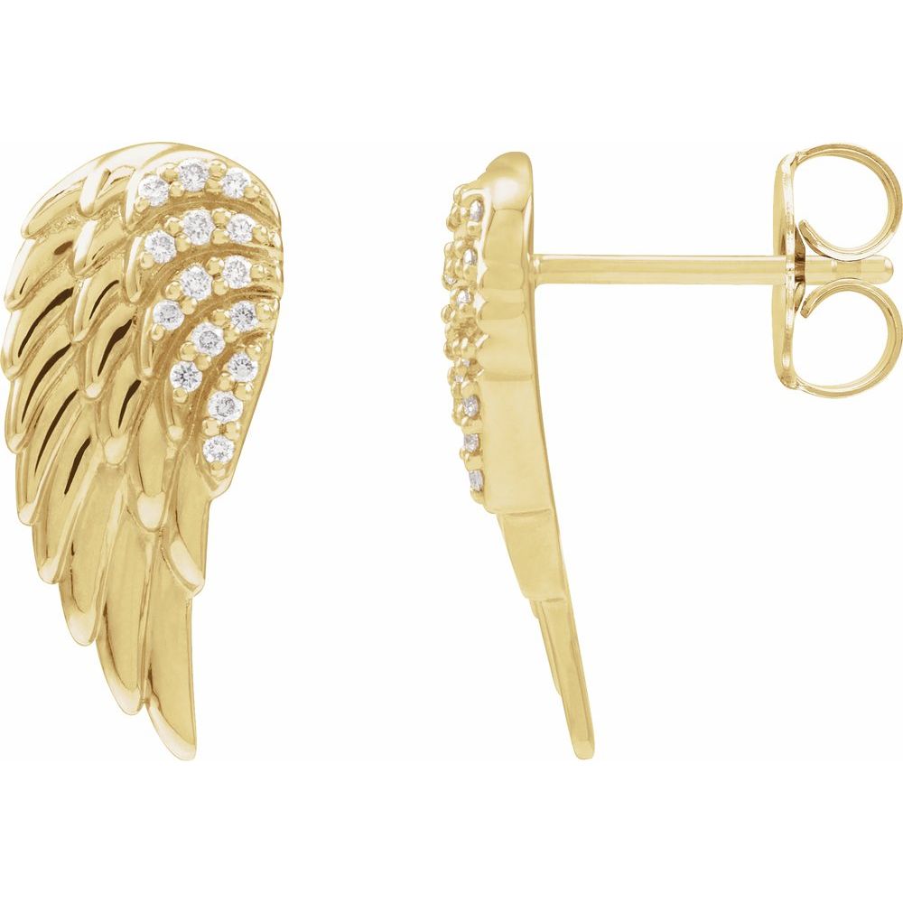 side view of Natural Diamond Angel Wing Earrings