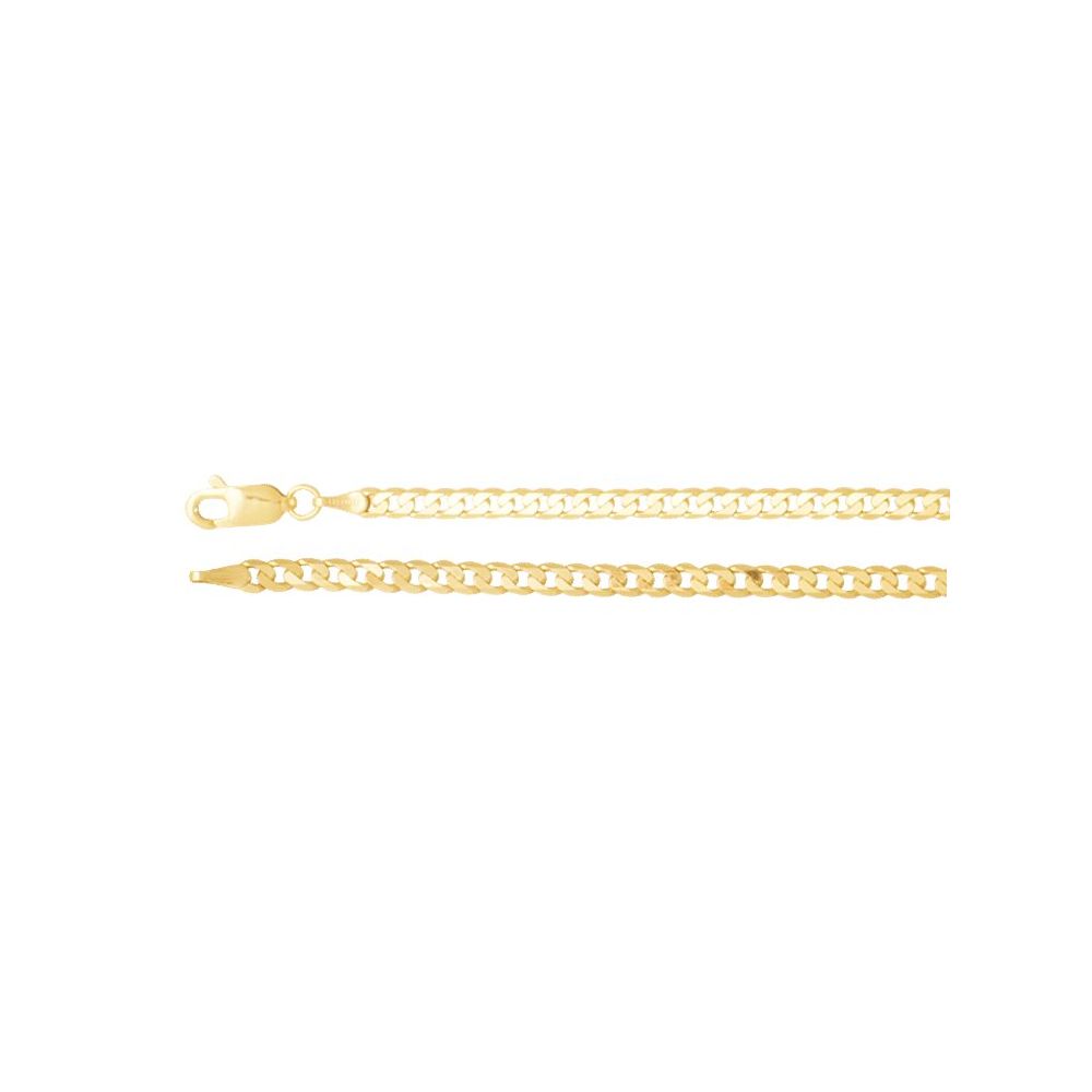 3mm curb chain bracelet crafted in 14K yellow gold