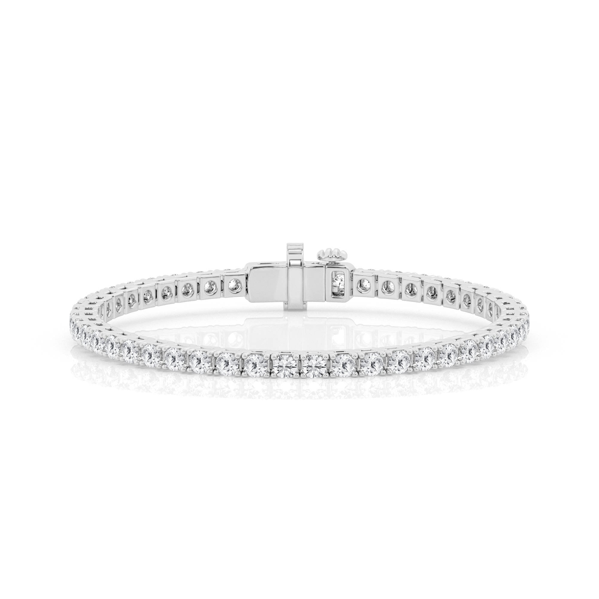 Lab-grown white gold tennis bracelet with 10 carats