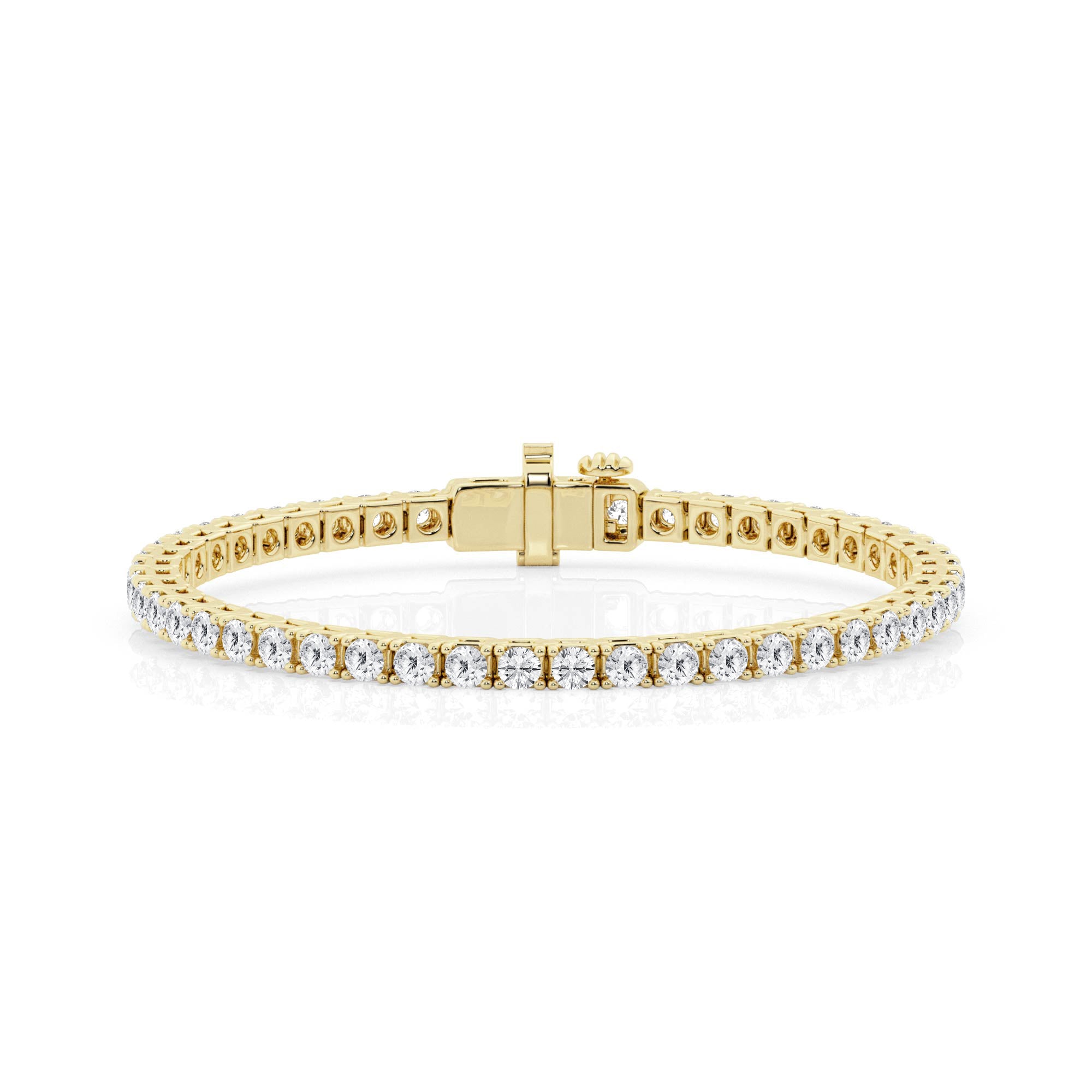 Lab-grown yellow gold tennis bracelet with 10 carats.