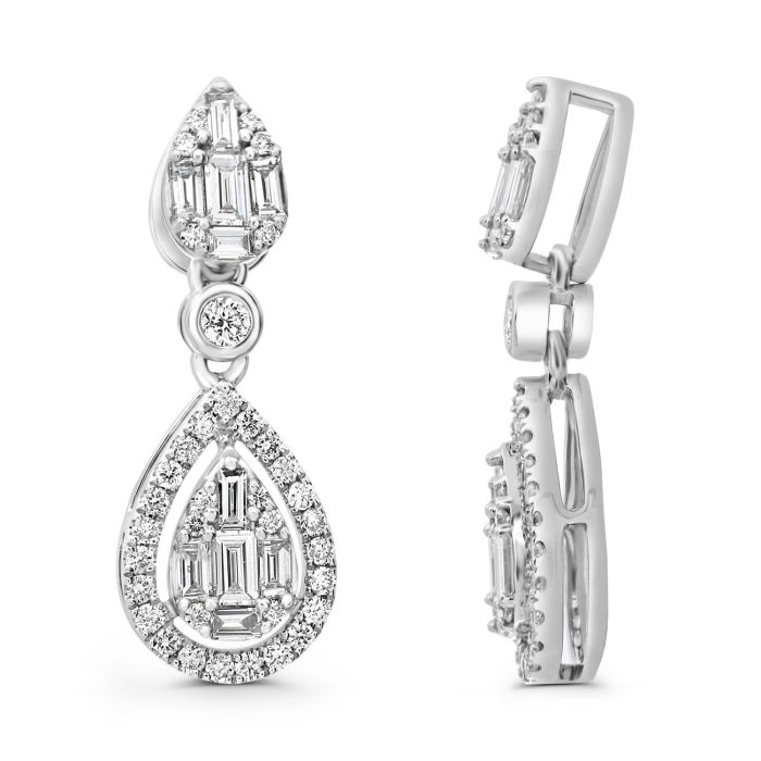White gold earrings adorned with .33 carat diamonds, showcasing exquisite brilliance