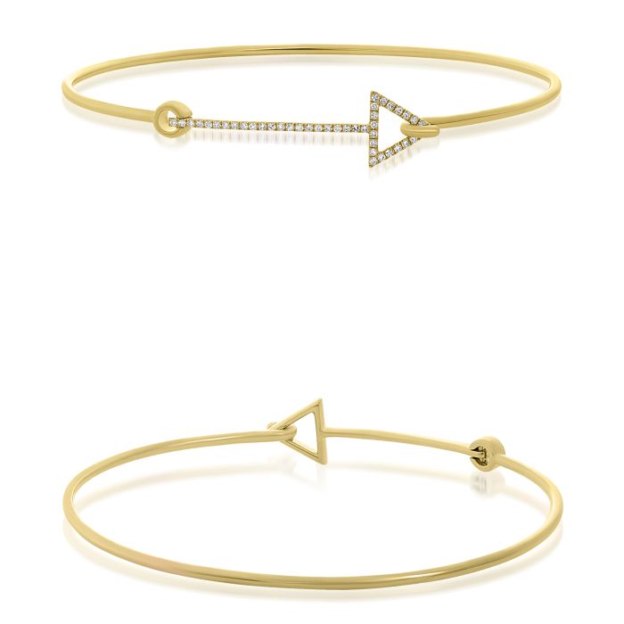 Pave Arrow Diamond Bangle yellow gold