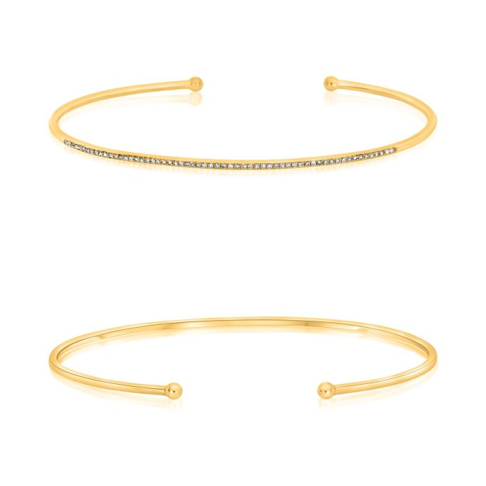 classic yellow gold and diamond bangle