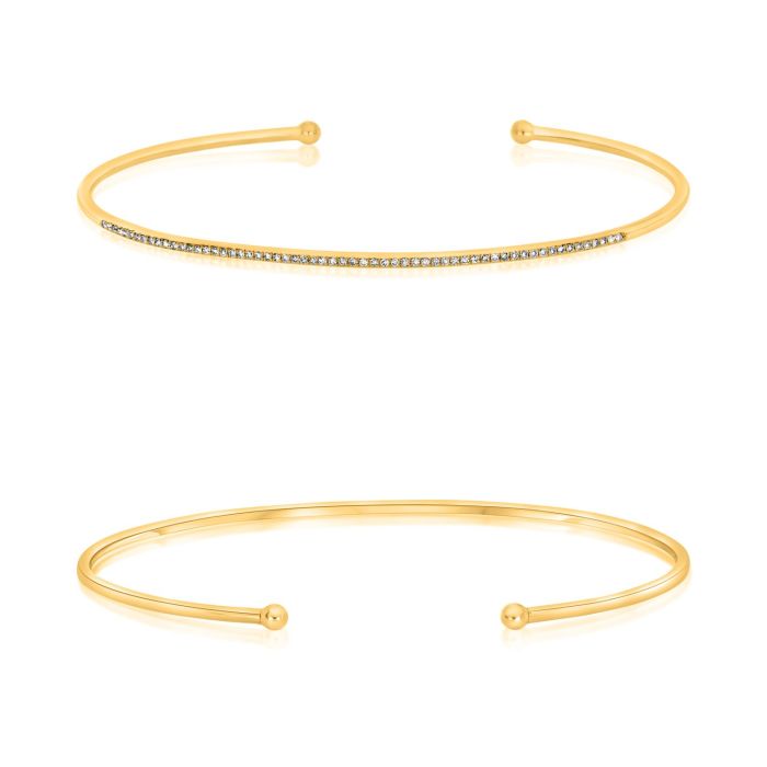 classic yellow gold and diamond bangle