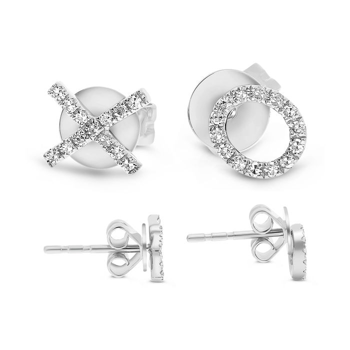 white gold xo diamond earrings