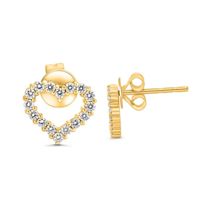 yellow gold Heart Diamond Earring Studs