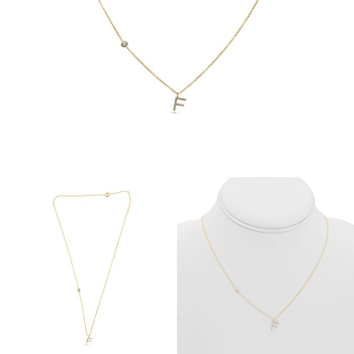 Initial F Diamond Necklace