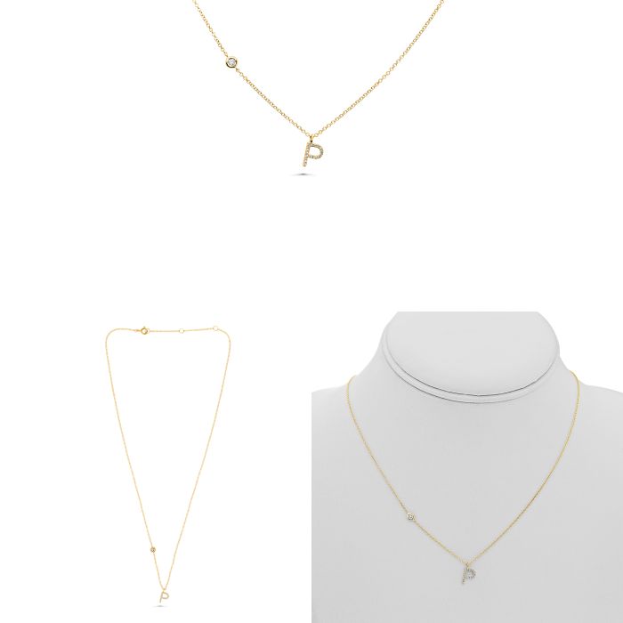 Initial P Diamond Necklace