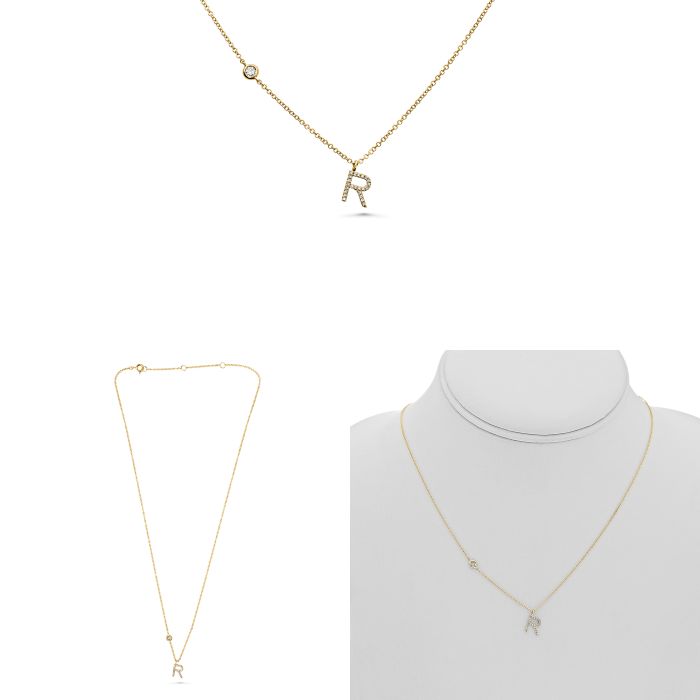 Initial R Diamond Necklace