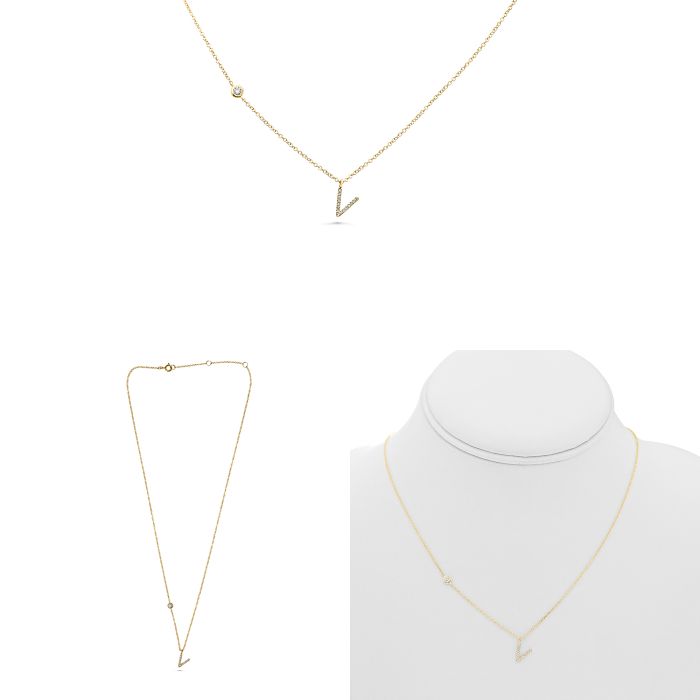 Initial V Diamond Necklace