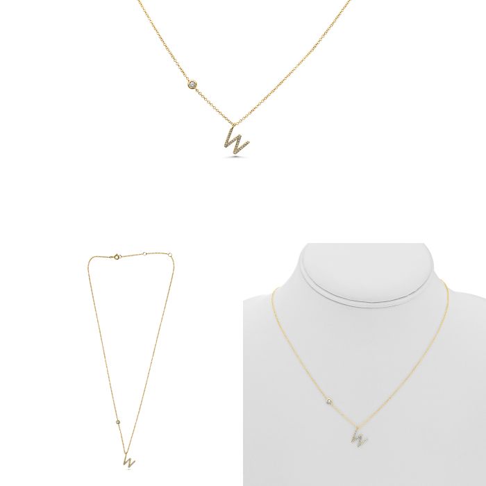 Initial W Diamond Necklace