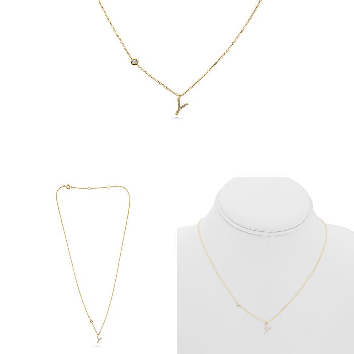 Initial Y Diamond Necklace