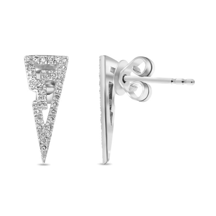white gold triangle Diamond Prism Earrings