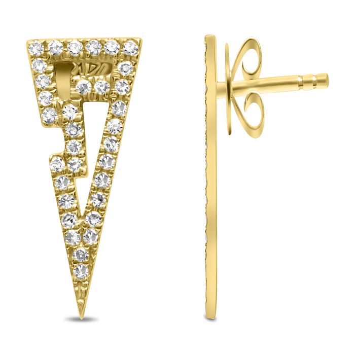 yellow gold triangle Diamond Prism Earrings