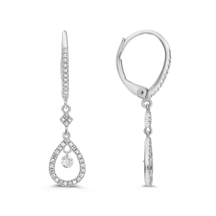 white gold Pear Hoop Diamond Earrings