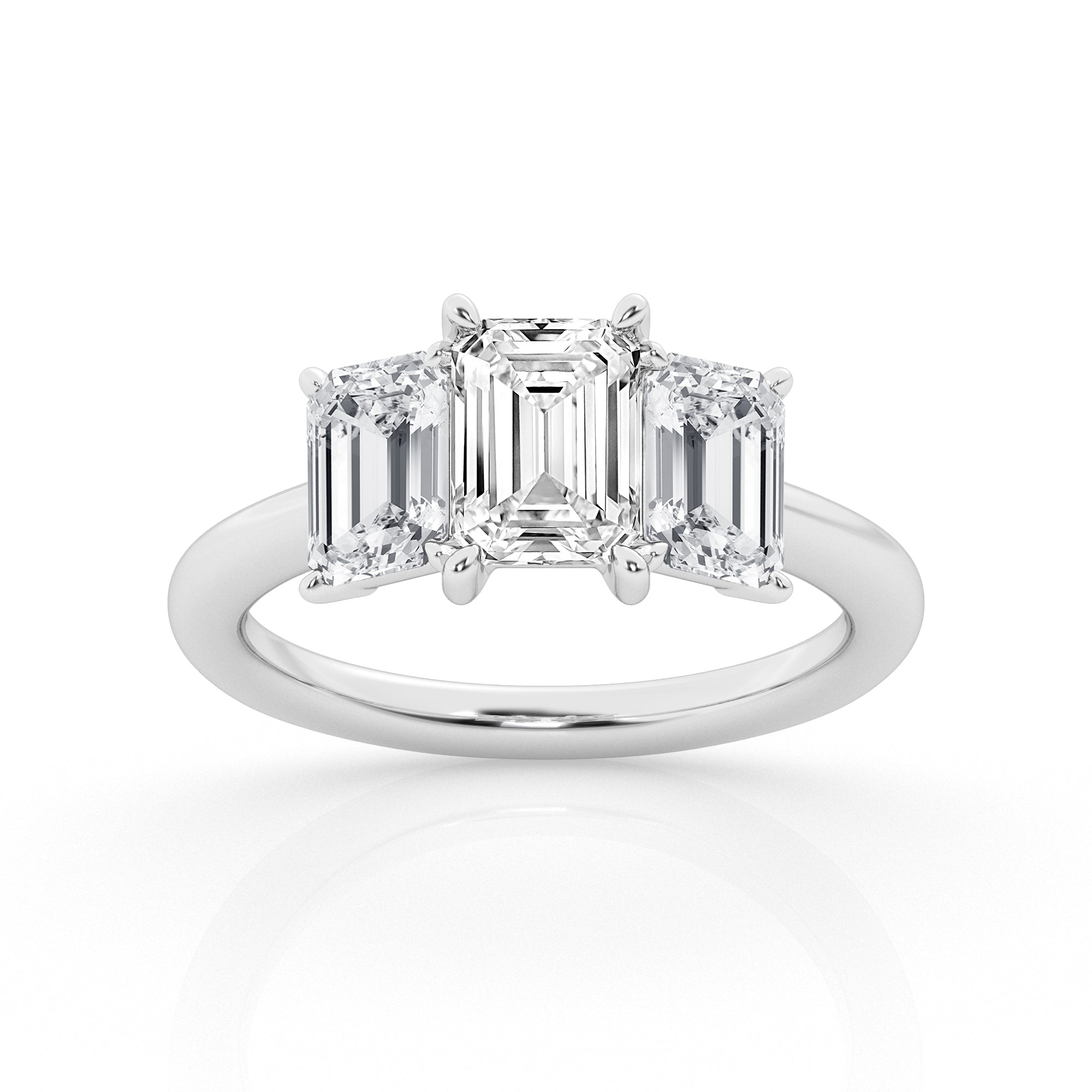 3 carat Emerald Cut Three Stone Diamond Ring