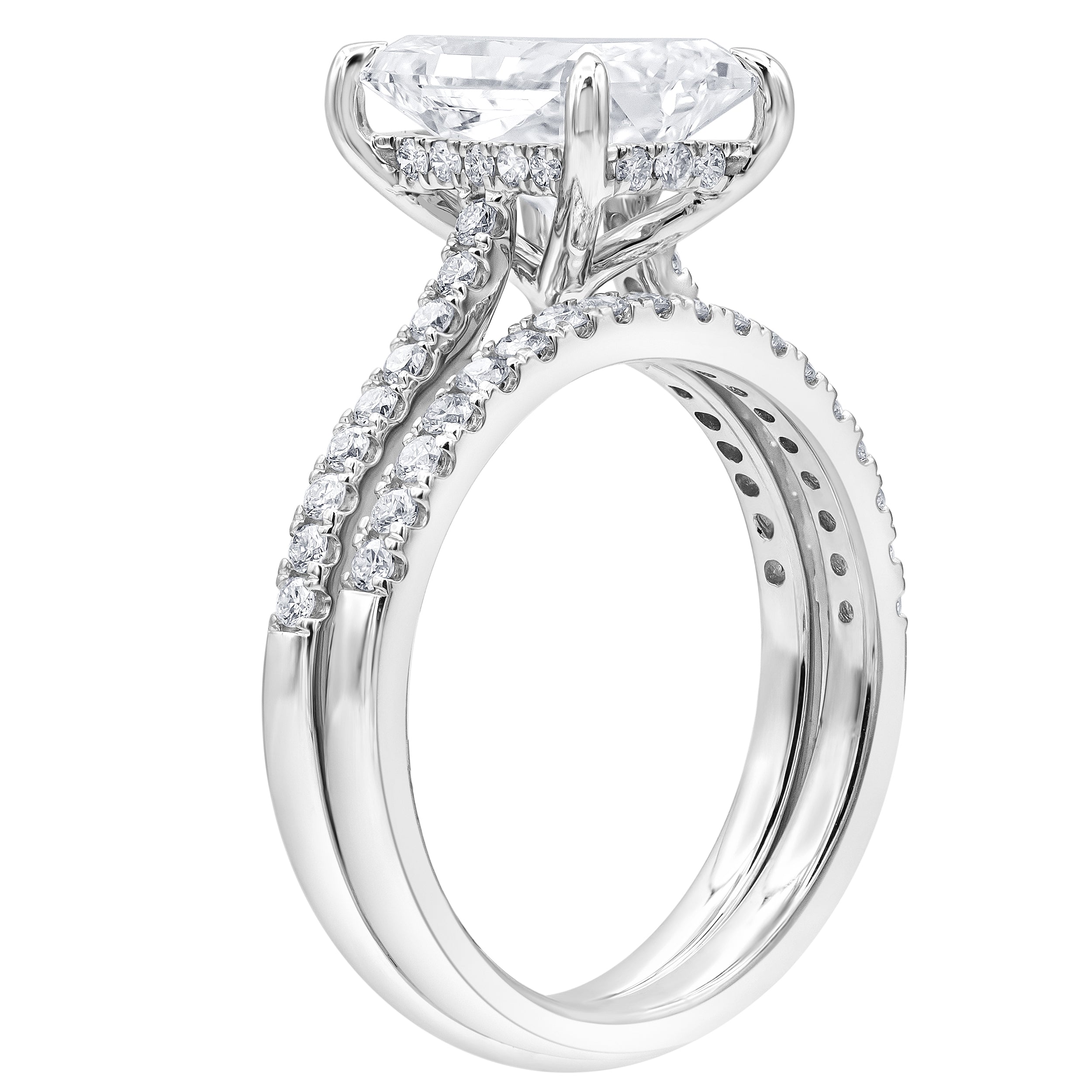 3.5 carat Radiant Hidden Halo Diamond Ring