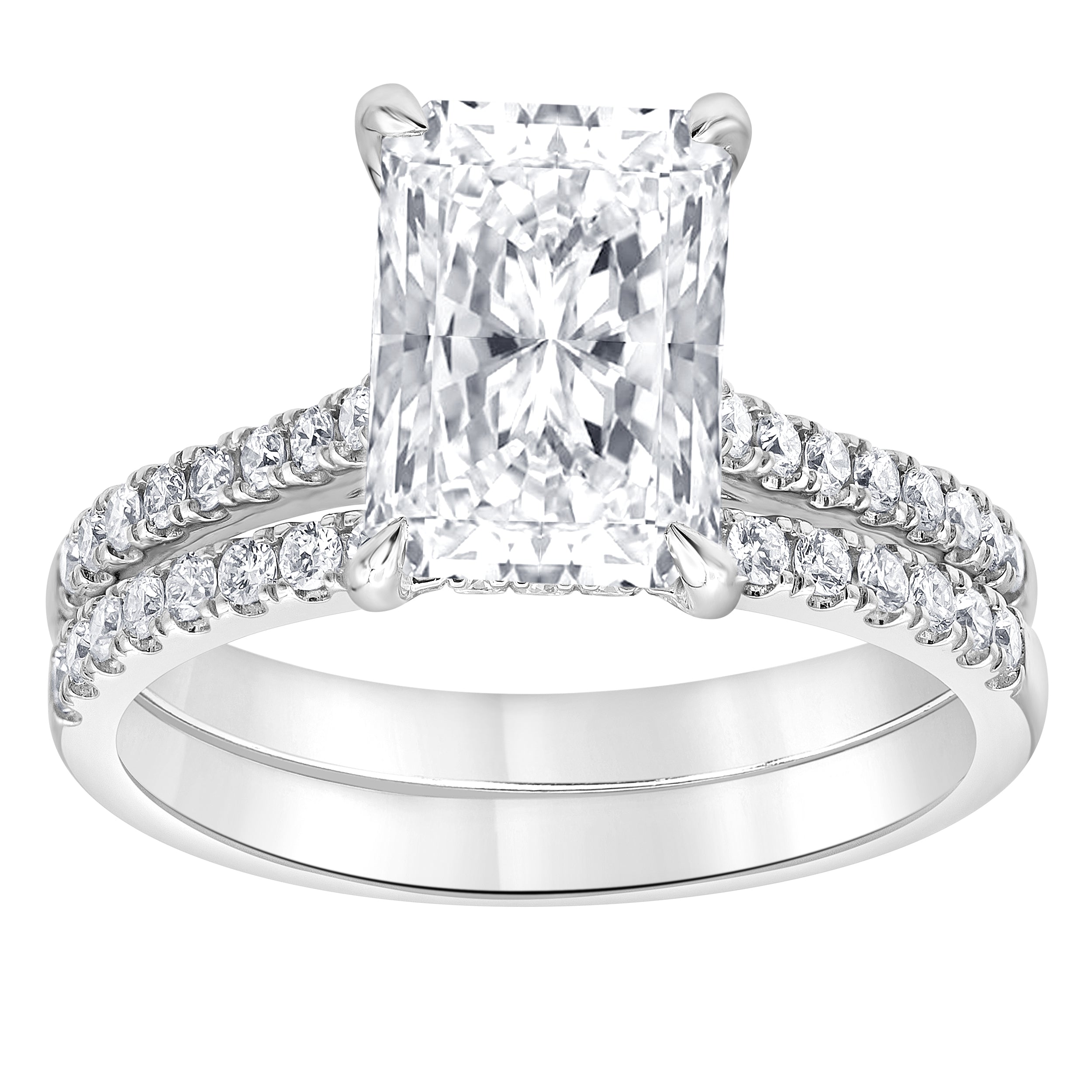 3.5 carat Radiant Hidden Halo Diamond Ring