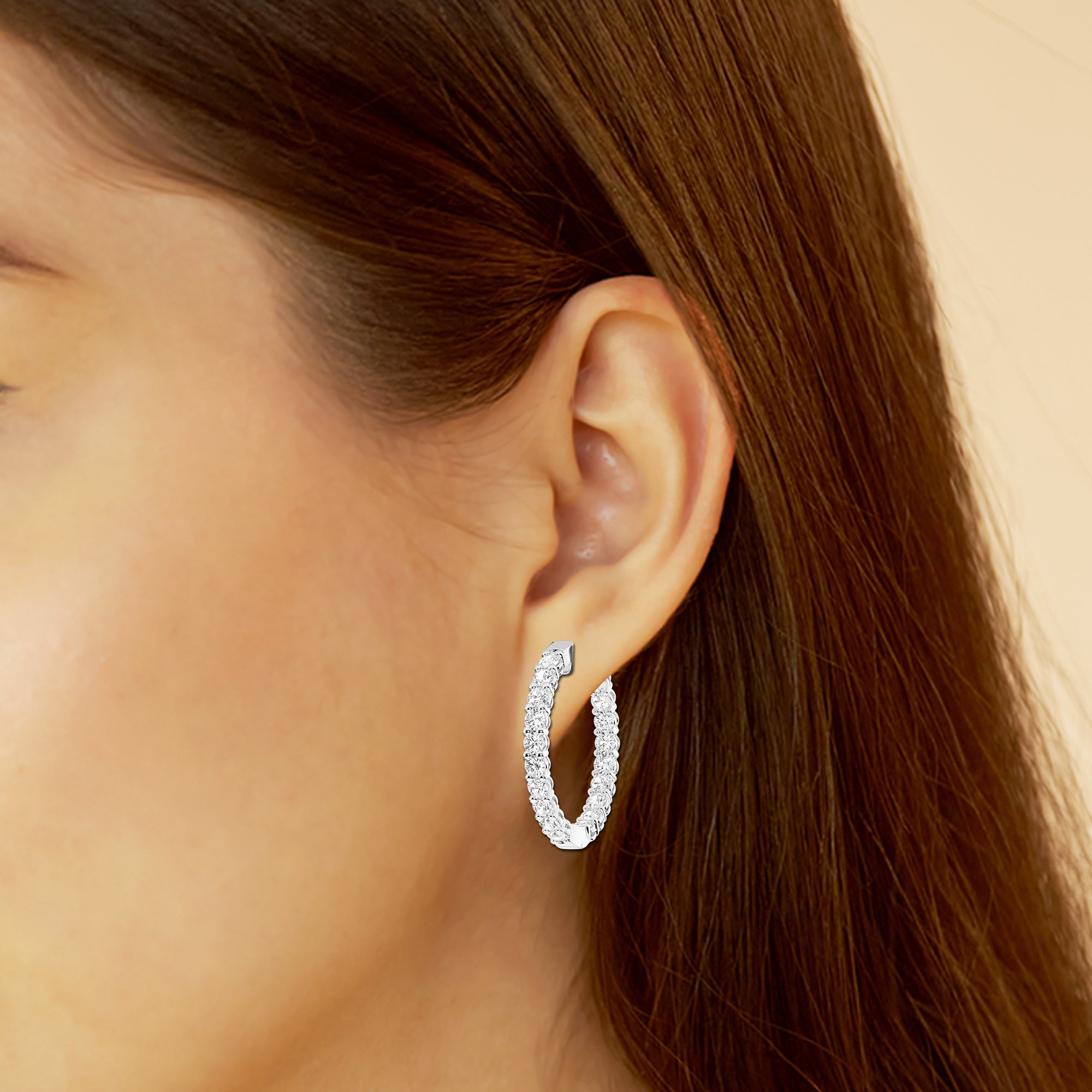 3 carat Hoop Diamond Earrings