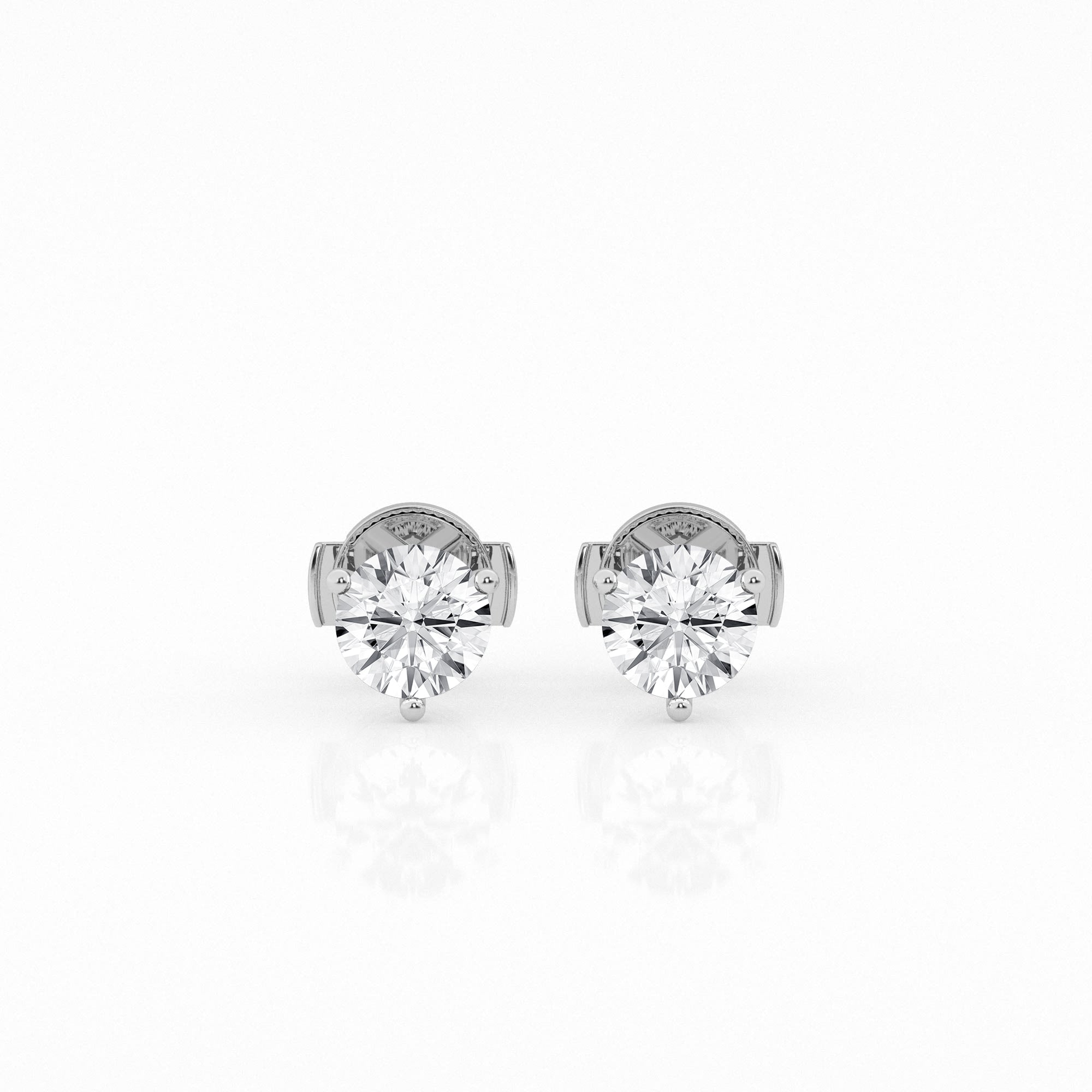 White gold stud earrings featuring 1.5 carat lab-grown round diamonds