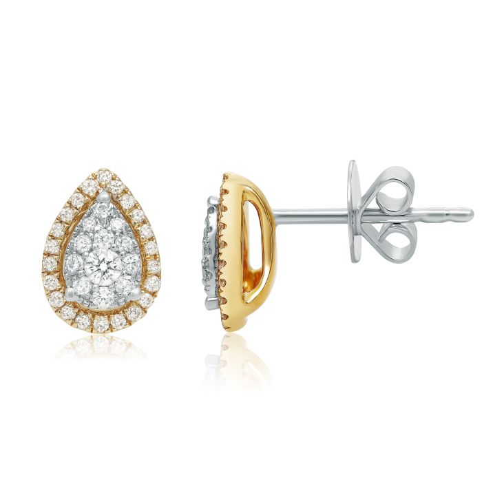 Pear Halo Stud Diamond Earrings