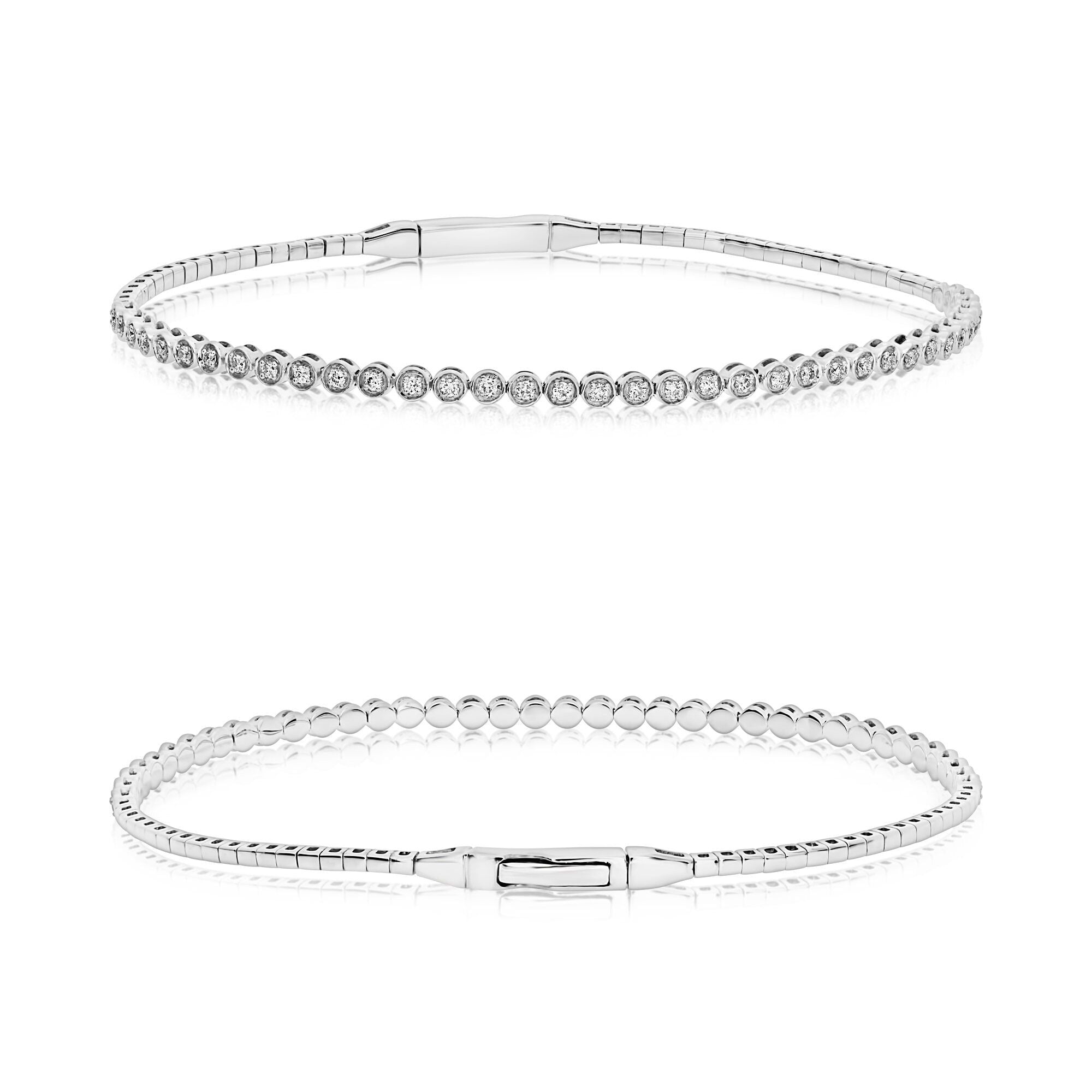 White gold bangle with .30 carat diamond accents, radiating timeless beauty