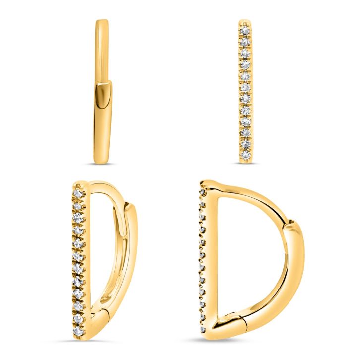 0.05 carat diamond stud earrings in yellow gold, exuding timeless elegance.