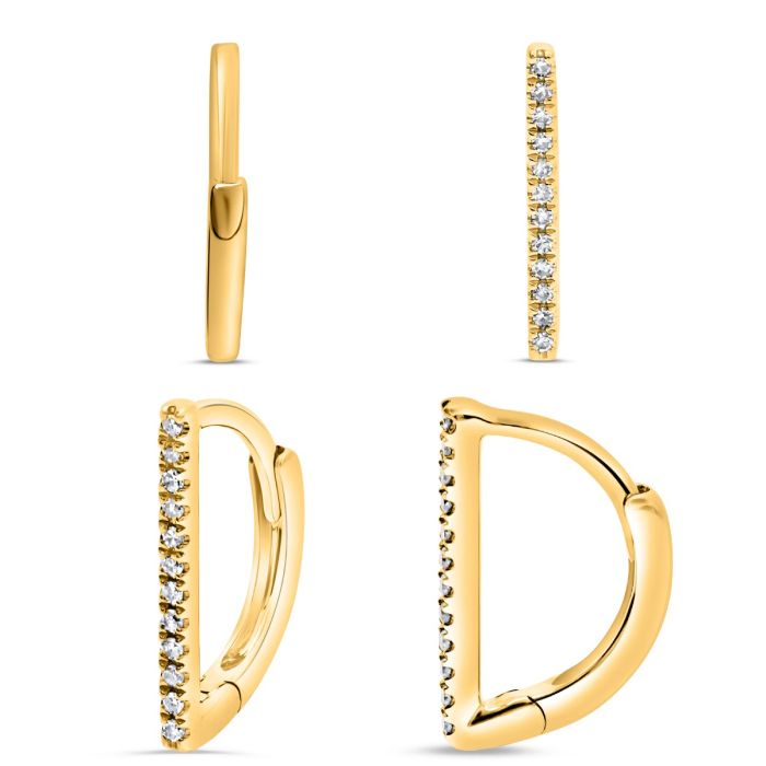 0.05 carat diamond stud earrings in yellow gold, exuding timeless elegance.