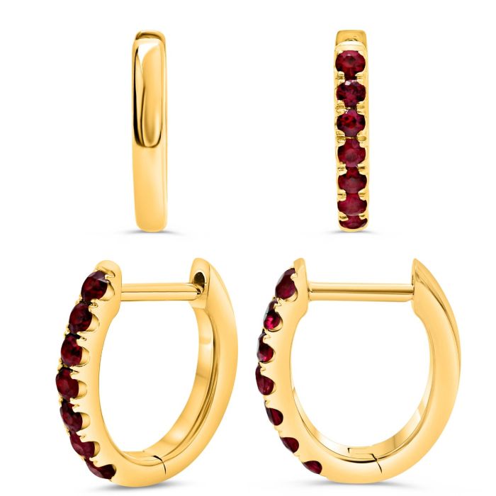 Round Ruby Hoop Earrings