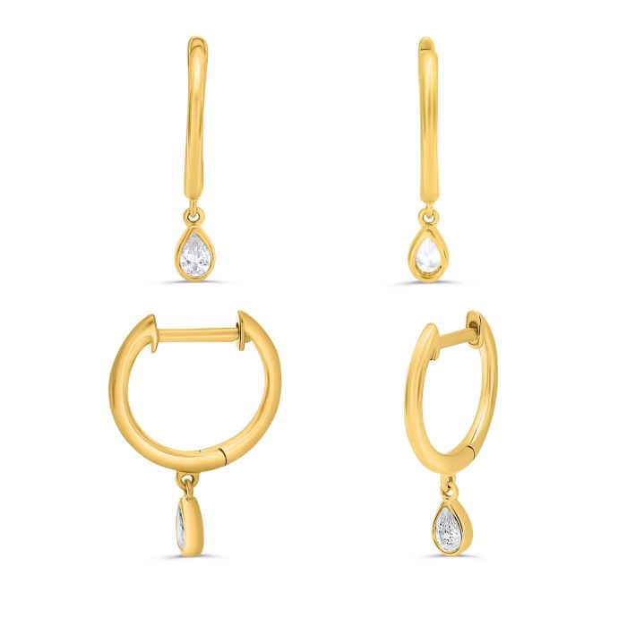 Pear Drop Diamond Hoop Earrings