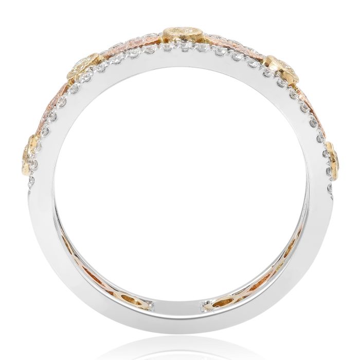 Tri-Gold Diamond Ring, side view